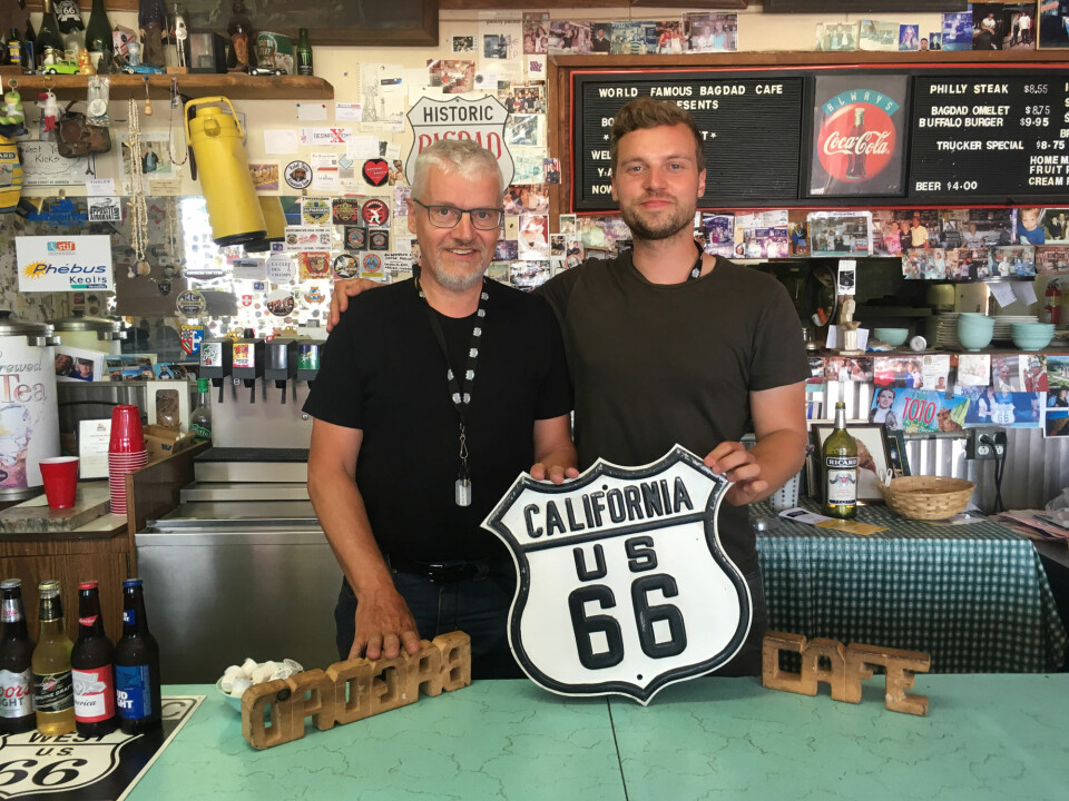 Steen og Tobias på motorcykeltur tværs over USA. Selvom det var en god tur, kom Tobias ikke helt tæt på sin far.