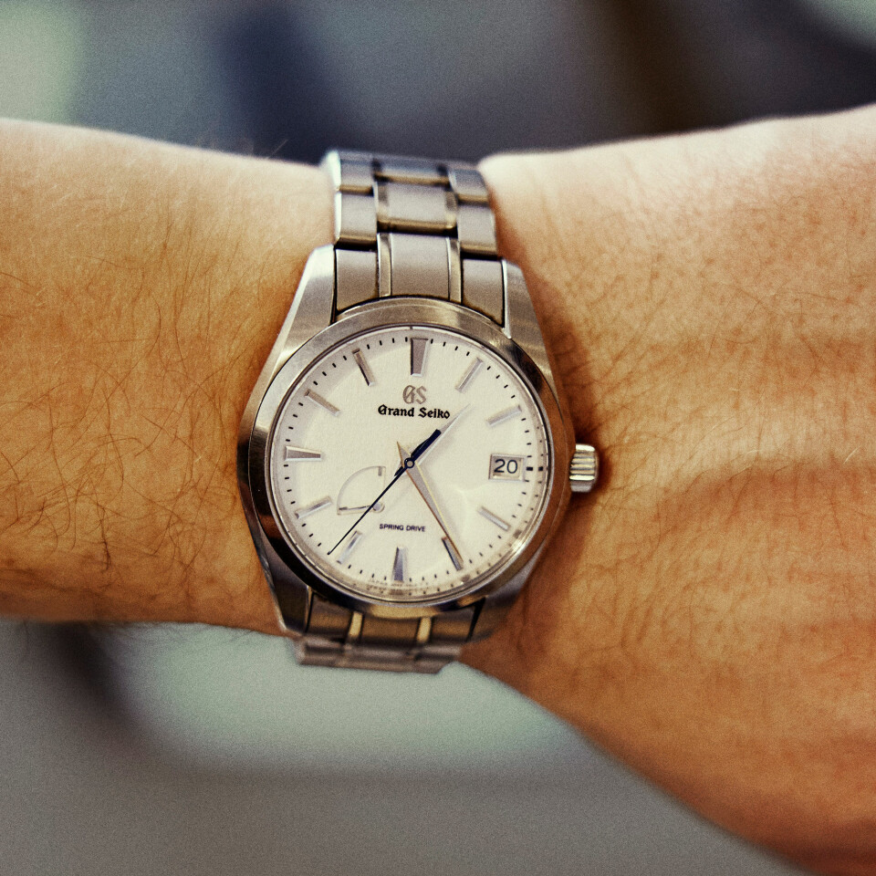 Thomas Warberg bærer et Grand Seiko Spring Drive Snowflake, som han har købt på en tur til Frankfurt.
