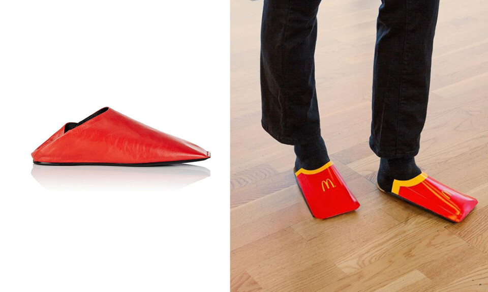 McDonald’s latterliggør Balenciaga: Snart kan du måske få en pomfritbakke som sko McDonald's gør grin med Balencia, pomfritbakke slippers