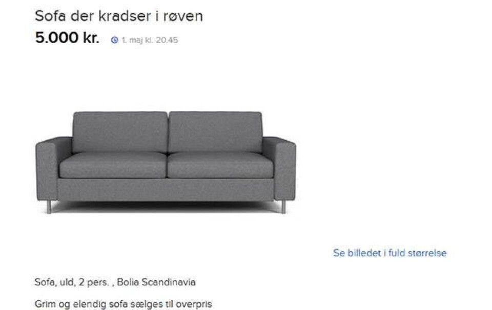 Sælger af ’Røvkradsende sofa’ får svar fra møbelfirma