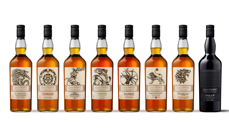 Nu kan du købe Game of Thrones whisky der repræsenterer de syv Houses og The Night's Watch