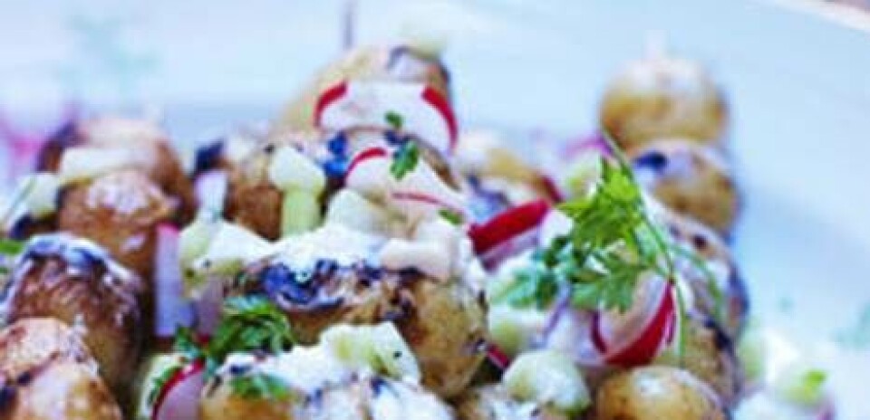 Kartoffel-grillspyd med 'sommersalat'