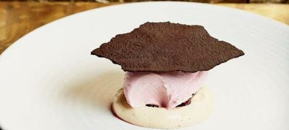 Vilde brombær med brachettosorbet, hvid chokoladecreme og 'oreo'