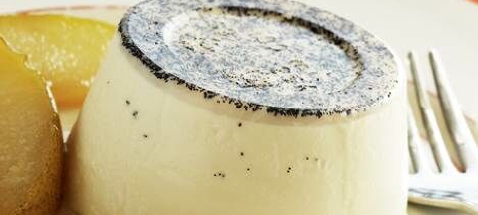 Panna cotta med stegte pærer