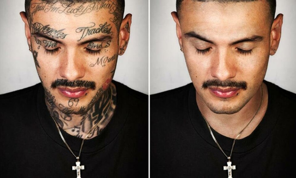 Se portrætserien: Tidligere LA-bandemedlemmer får fjernet deres hidsige tatoveringer i Photoshop