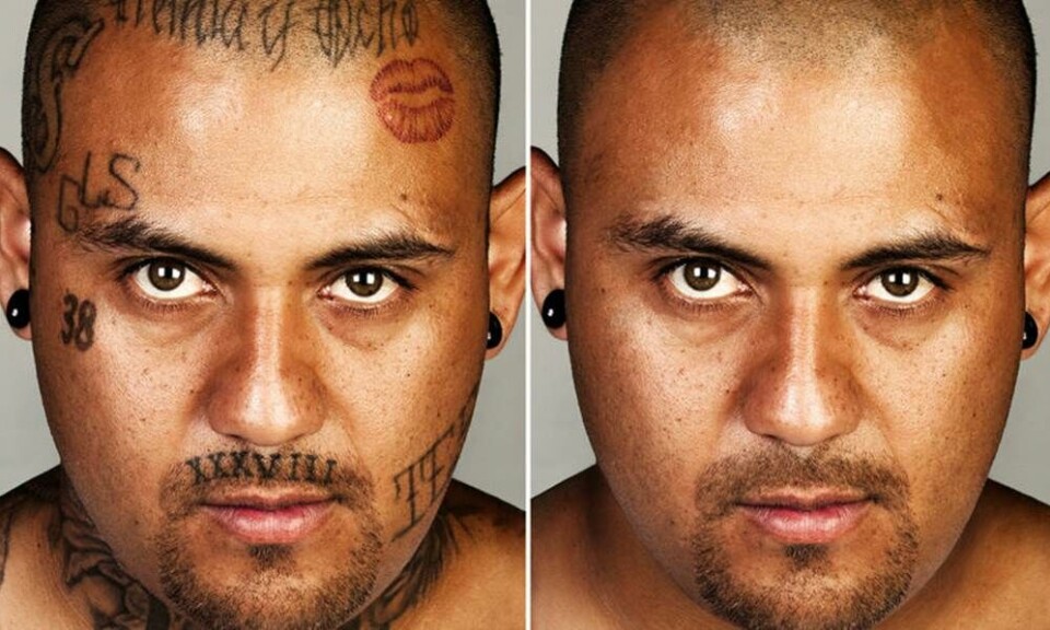 Se portrætserien: Tidligere LA-bandemedlemmer får fjernet deres hidsige tatoveringer i Photoshop