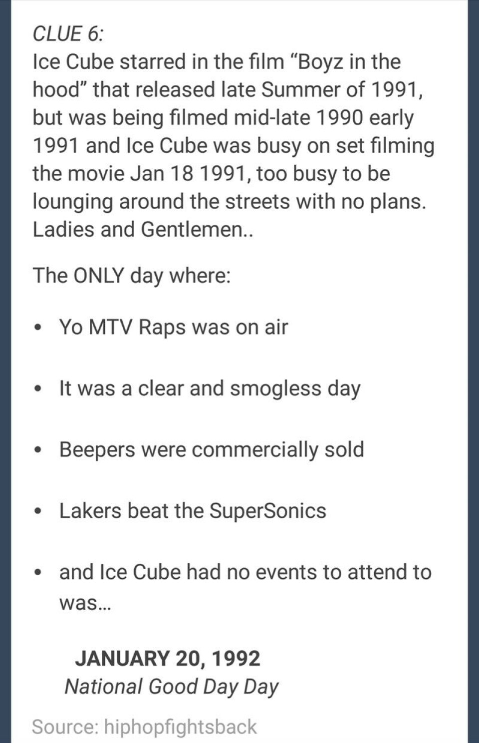 Mysteriet er løst: Ice Cubes gode dag har en dato