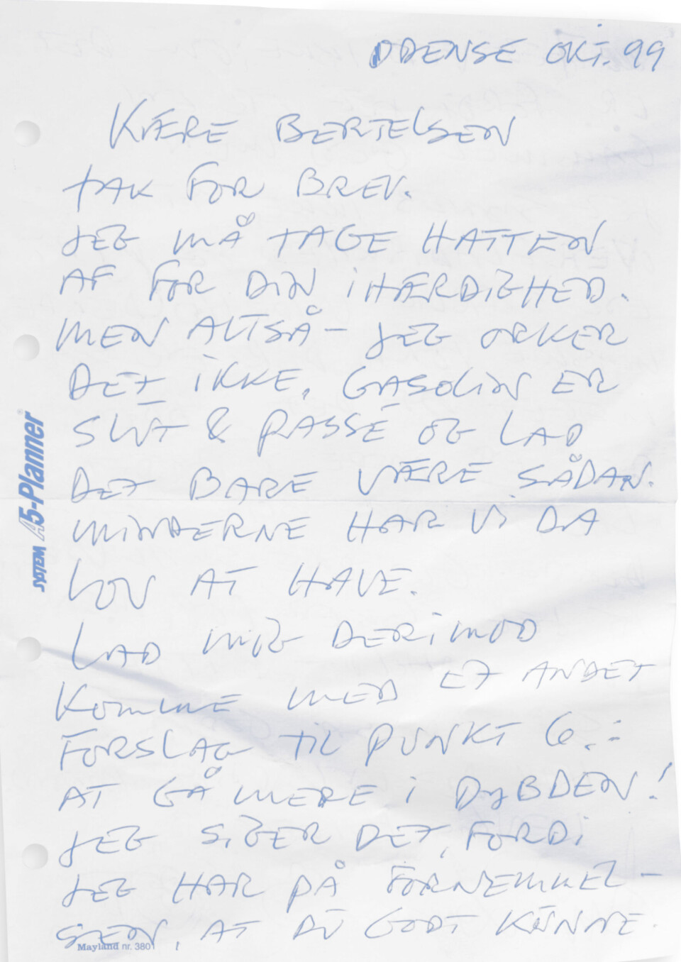 Da Kim Larsen sendte brev til Mikael Bertelsen