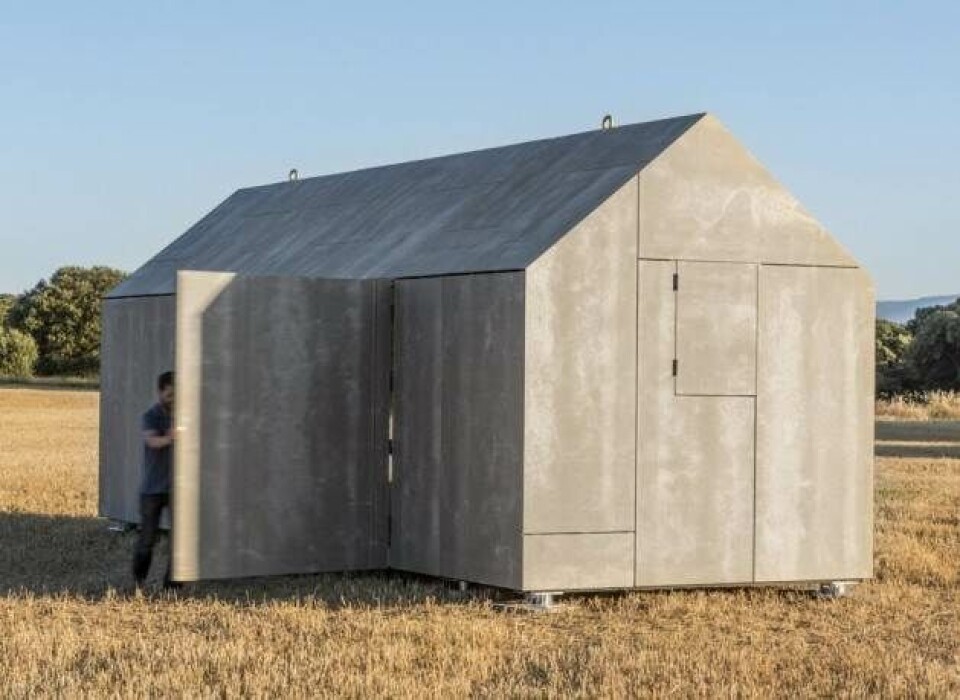 Ultrakompakt designhus i beton og træ kan flyttes efter behag