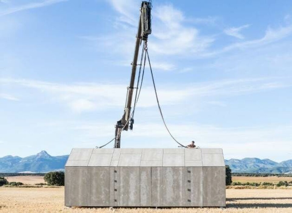 Ultrakompakt designhus i beton og træ kan flyttes efter behag