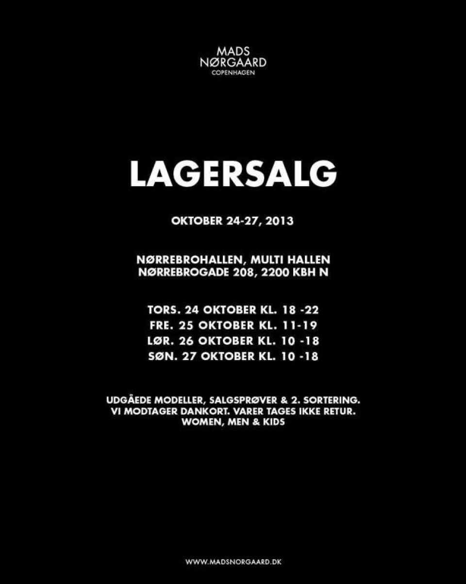 Kom til lagersalg med Mads Nørgaard