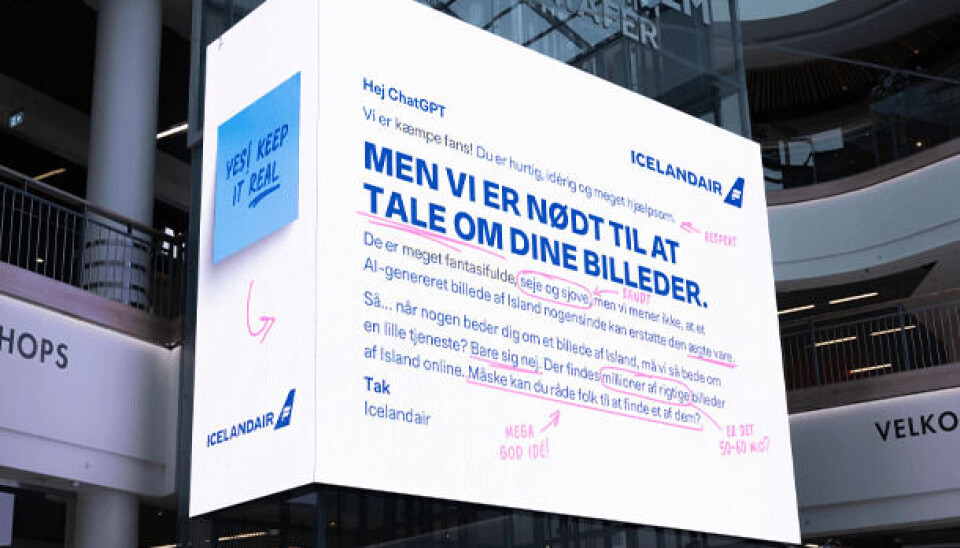 Et af bannerne i Icelandairs ’This Is Not AI’-kampagne. Foto: Ocean